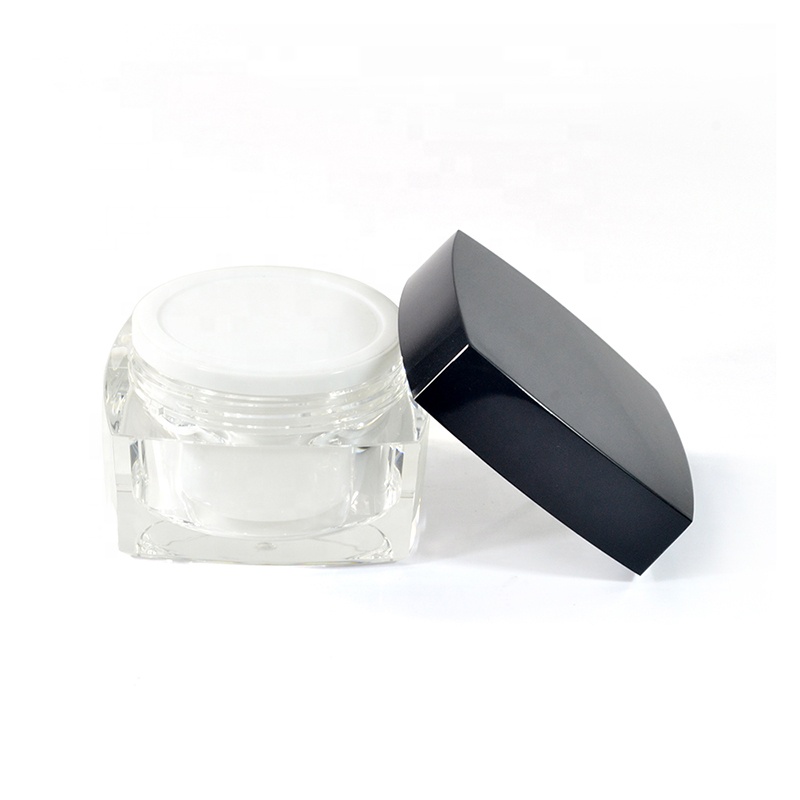 Empty skin care cream container 5g 10g 15g 30g 50g square white black acrylic cosmetic jar