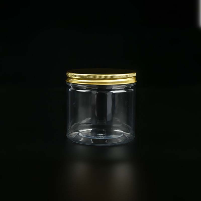 Empty skincare cosmetic PET clear jar packaging plastic jar with gold lid 30g 50g 60g 80g 100g 120g 150g 200g 250g 500g 1000g