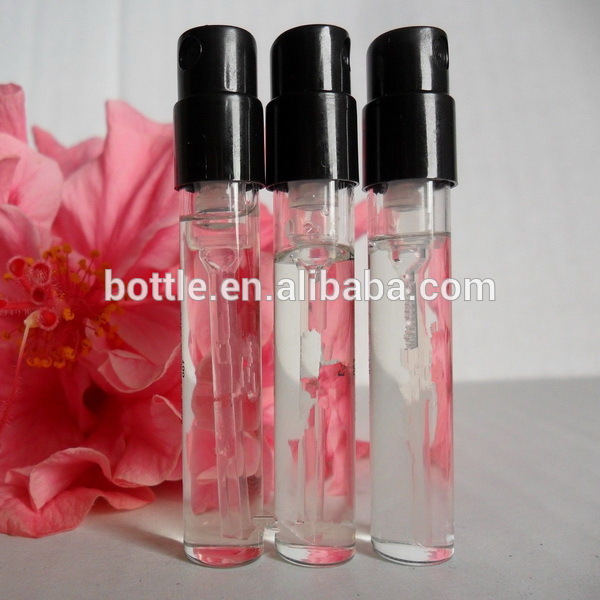 Empty slim perfume sample glass tubes airless pump vial sprayer bottle