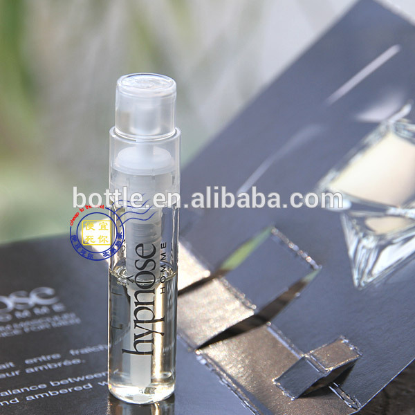 Empty slim perfume sample glass tubes airless pump vial sprayer bottle
