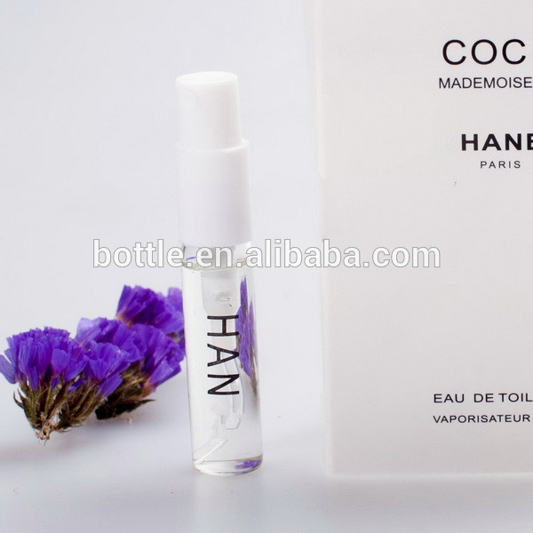 Empty slim perfume sample glass tubes airless pump vial sprayer bottle