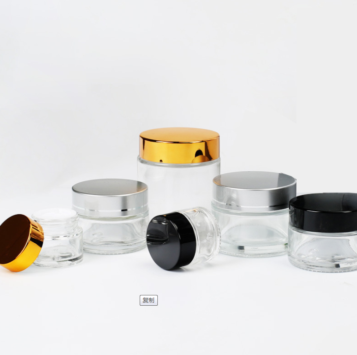 Empty small clear cosmetic jar own logo10g clear glass jar with golden lid