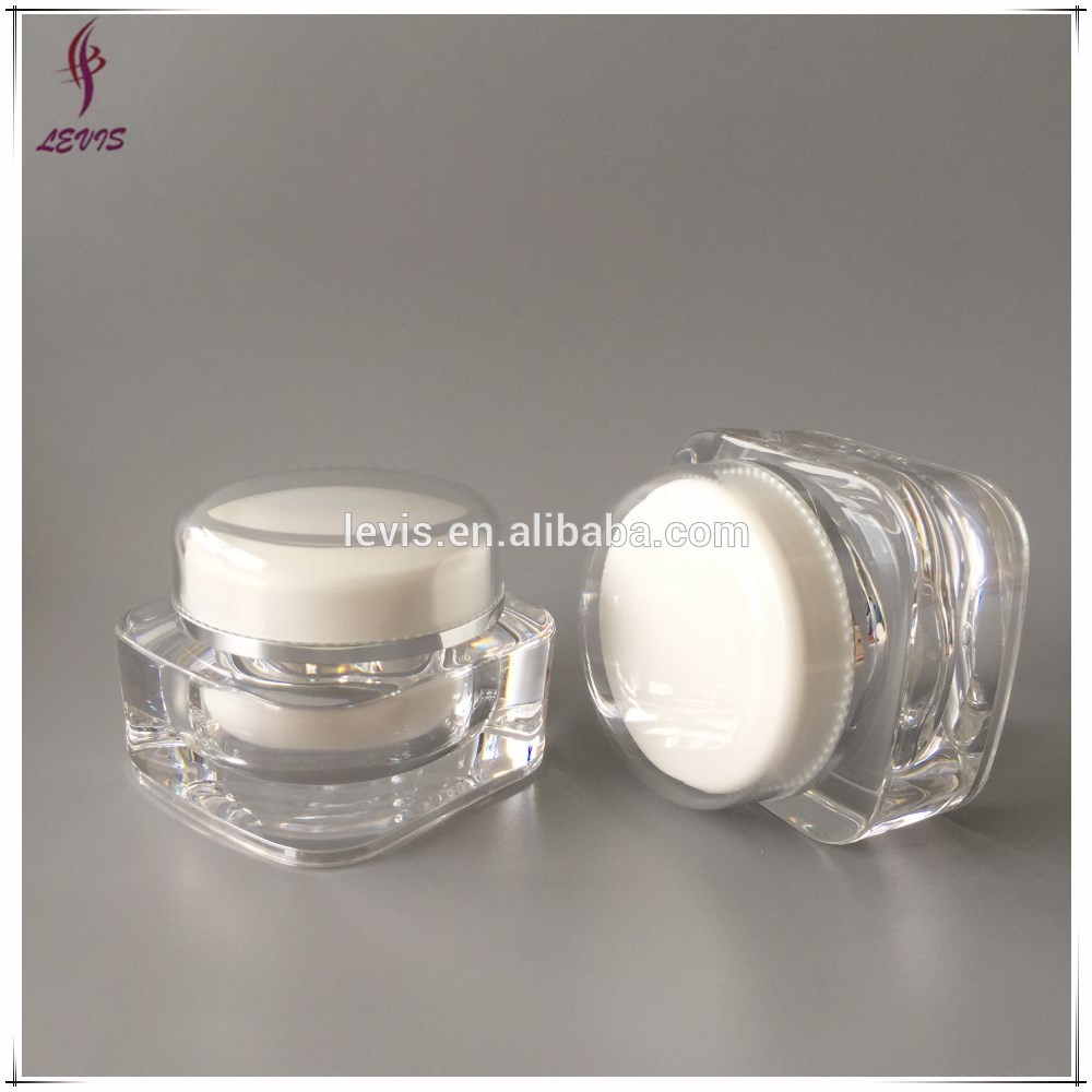 Empty square cosmetic jar acrylic with round lid