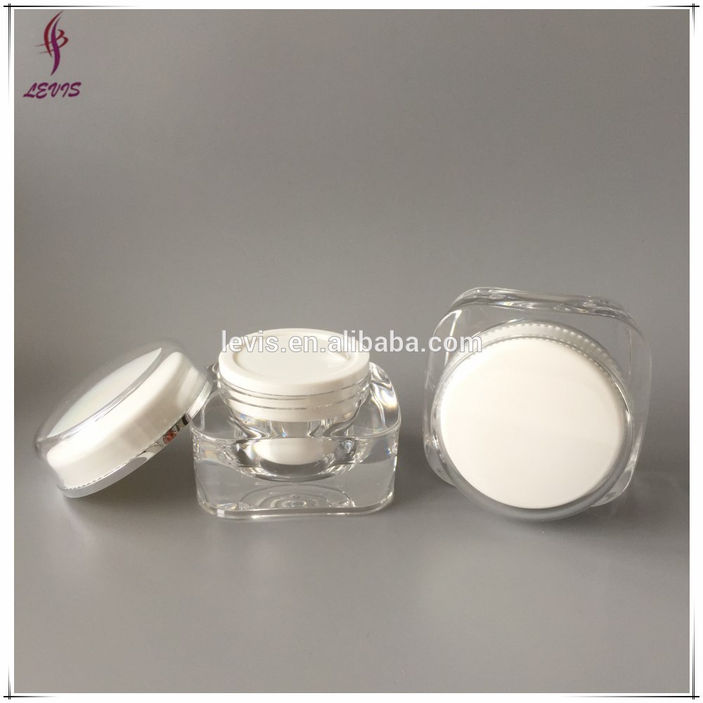 Empty square cosmetic jar acrylic with round lid
