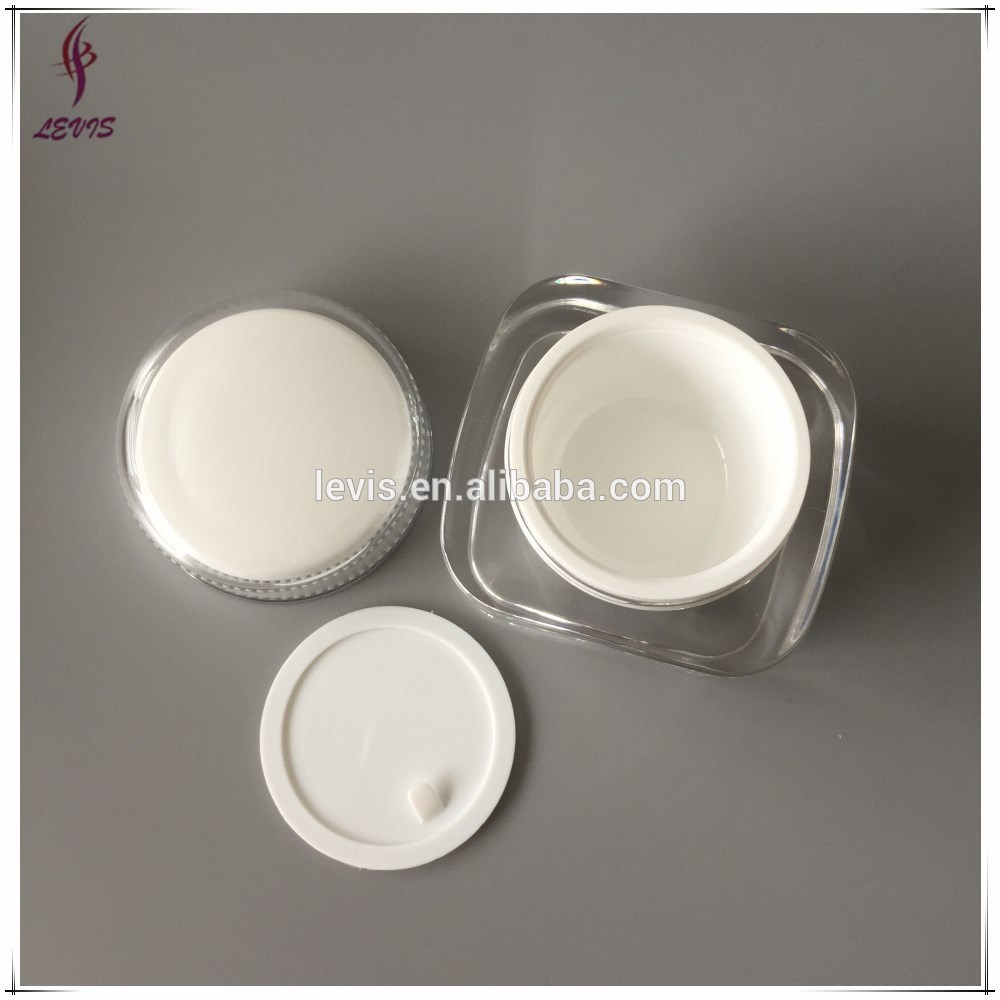 Empty square cosmetic jar acrylic with round lid