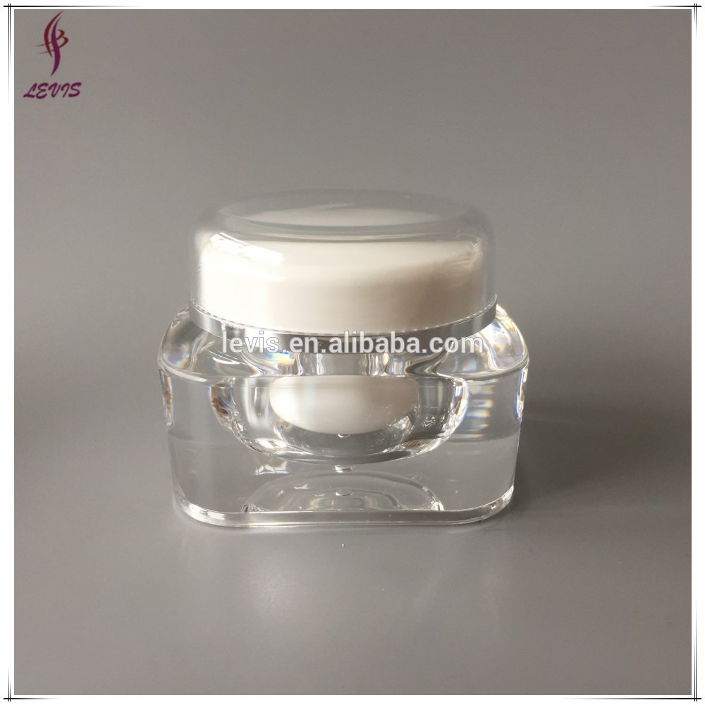 Empty square cosmetic jar acrylic with round lid