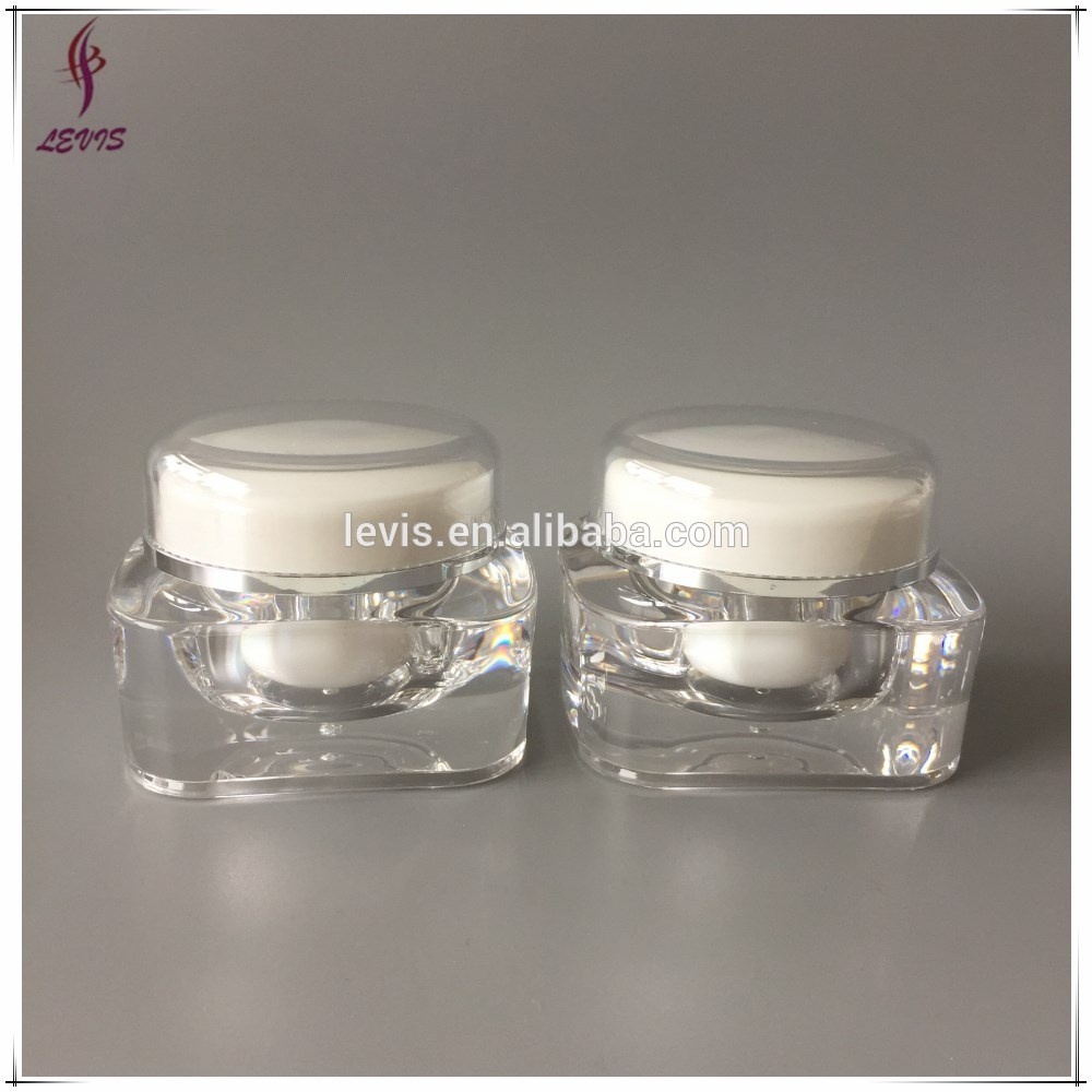 Empty square cosmetic jar acrylic with round lid