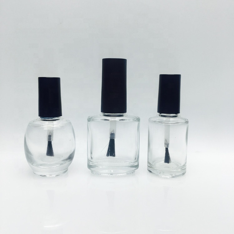 Empty square/ round/ oval/ flat shape transparent 15ml nail polish glass bottle with brush cap