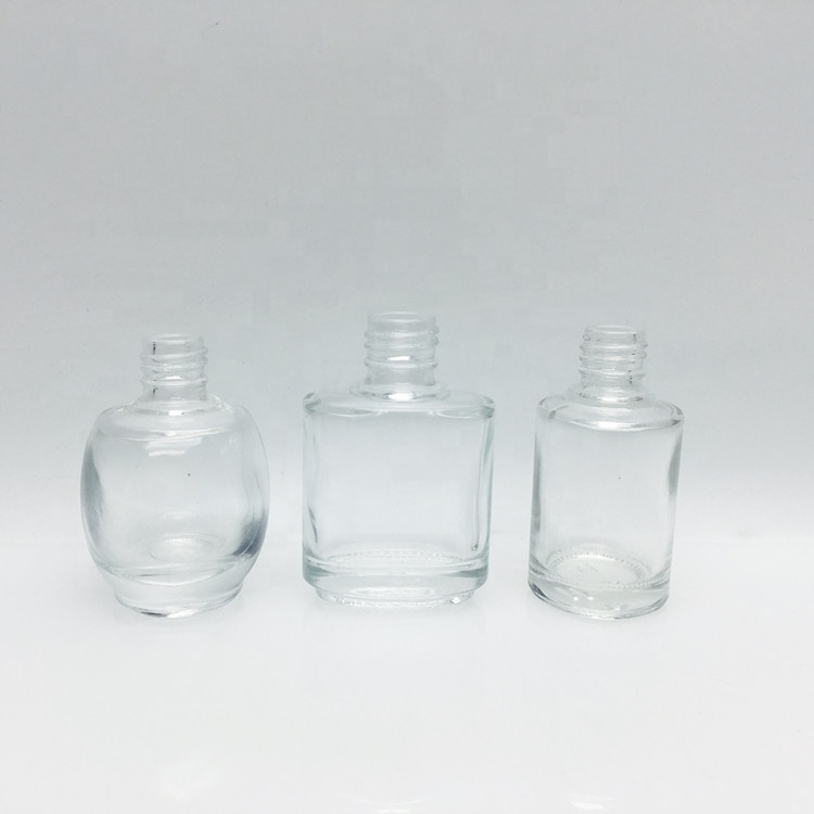 Empty square/ round/ oval/ flat shape transparent 15ml nail polish glass bottle with brush cap