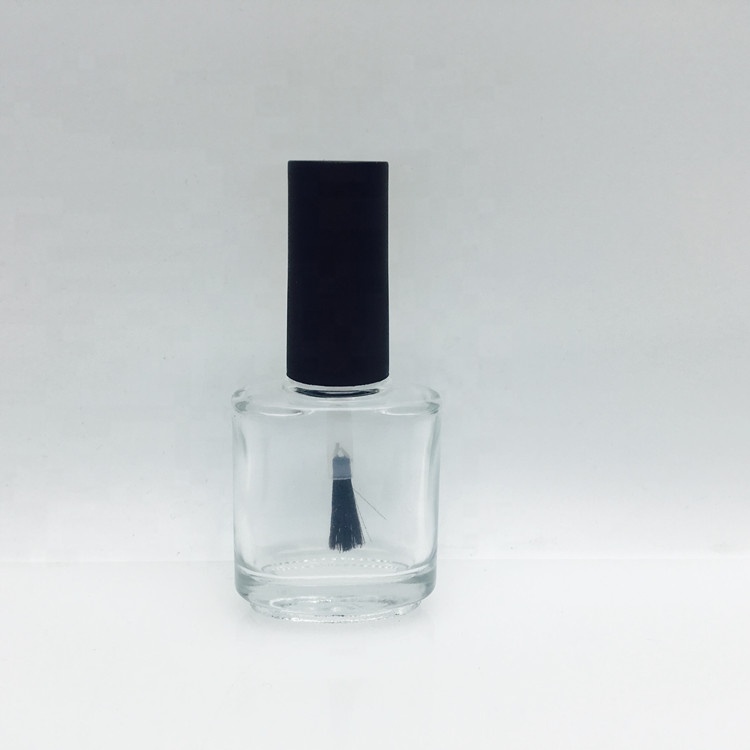 Empty square/ round/ oval/ flat shape transparent 15ml nail polish glass bottle with brush cap