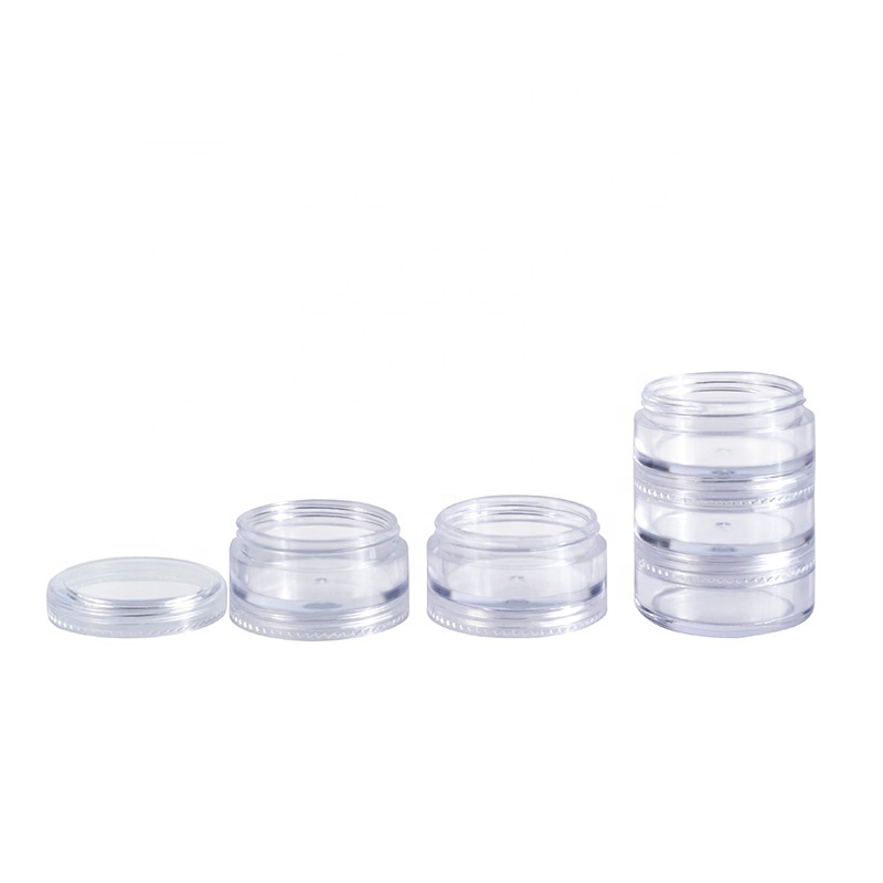 Empty stackable Cosmetic Storage Box Case 3g 5g 10g five Compartments plastic jar For Nail Art Rhinestone Bead Gems Paillette