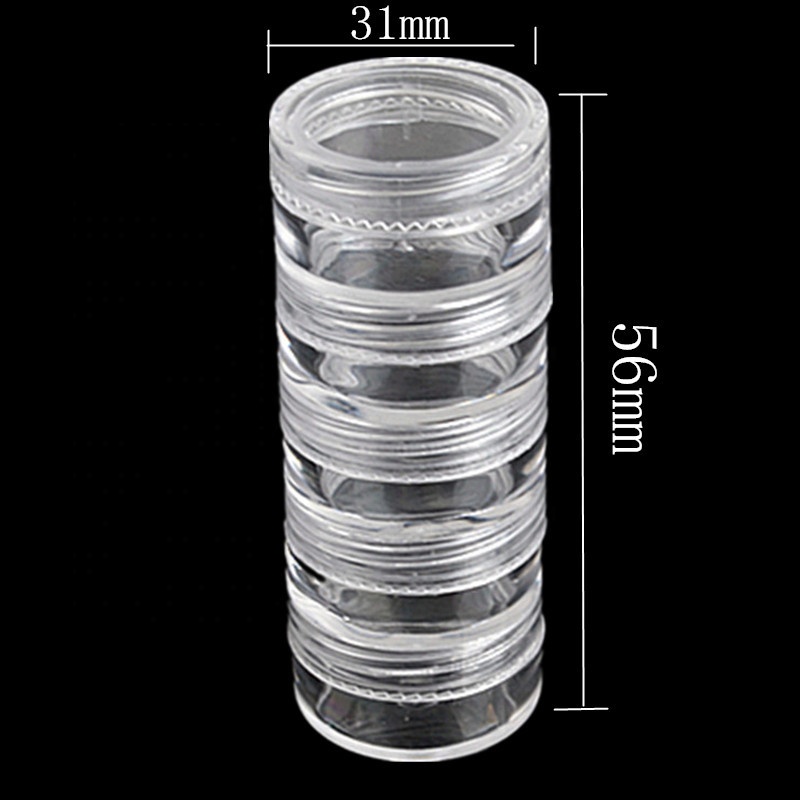 Empty stackable Cosmetic Storage Box Case 3g 5g 10g five Compartments plastic jar For Nail Art Rhinestone Bead Gems Paillette