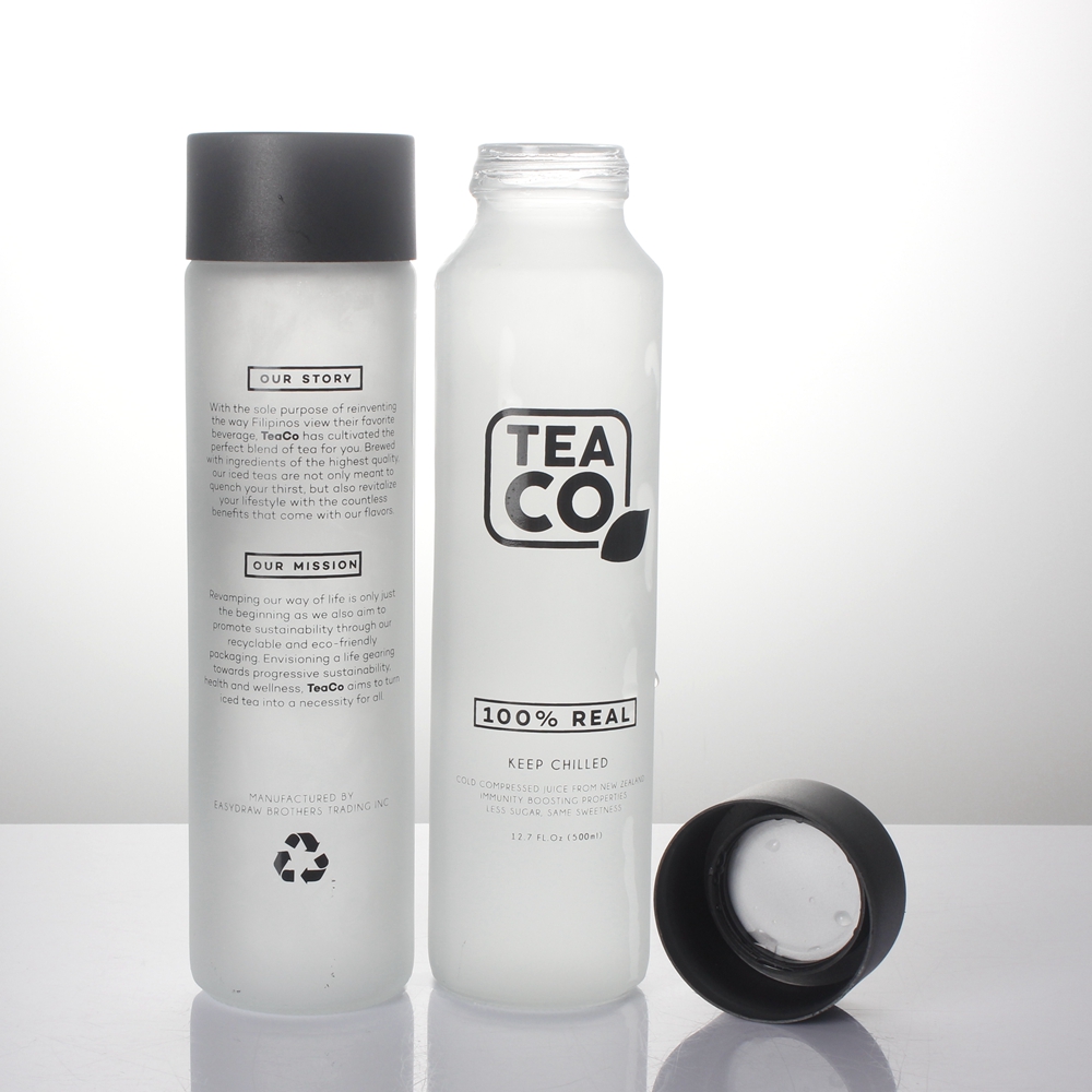 Empty transparent 1000ml 750ml 500ml 375ml high flint juice drink beverage mineral water voss glass bottle with plastic lid