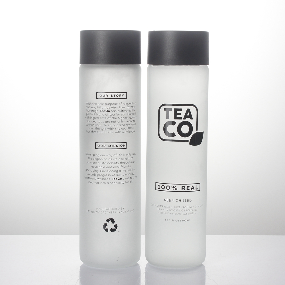 Empty transparent 1000ml 750ml 500ml 375ml high flint juice drink beverage mineral water voss glass bottle with plastic lid