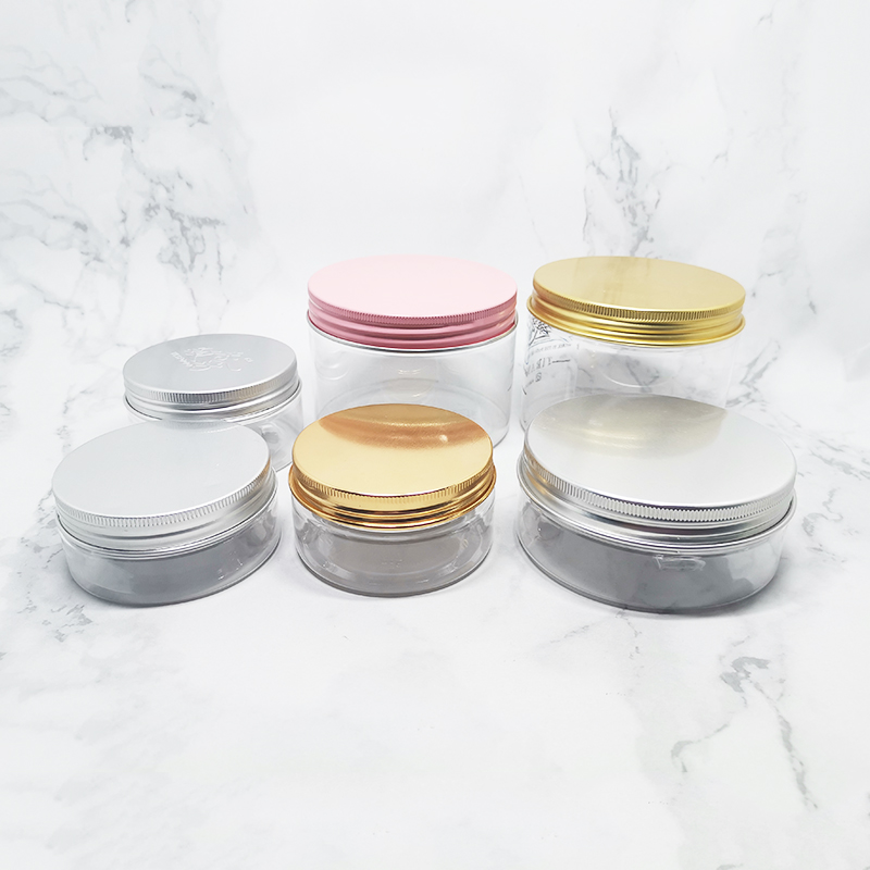 Empty transparent PET plastic cream jar cans containers for cosmetics 500g