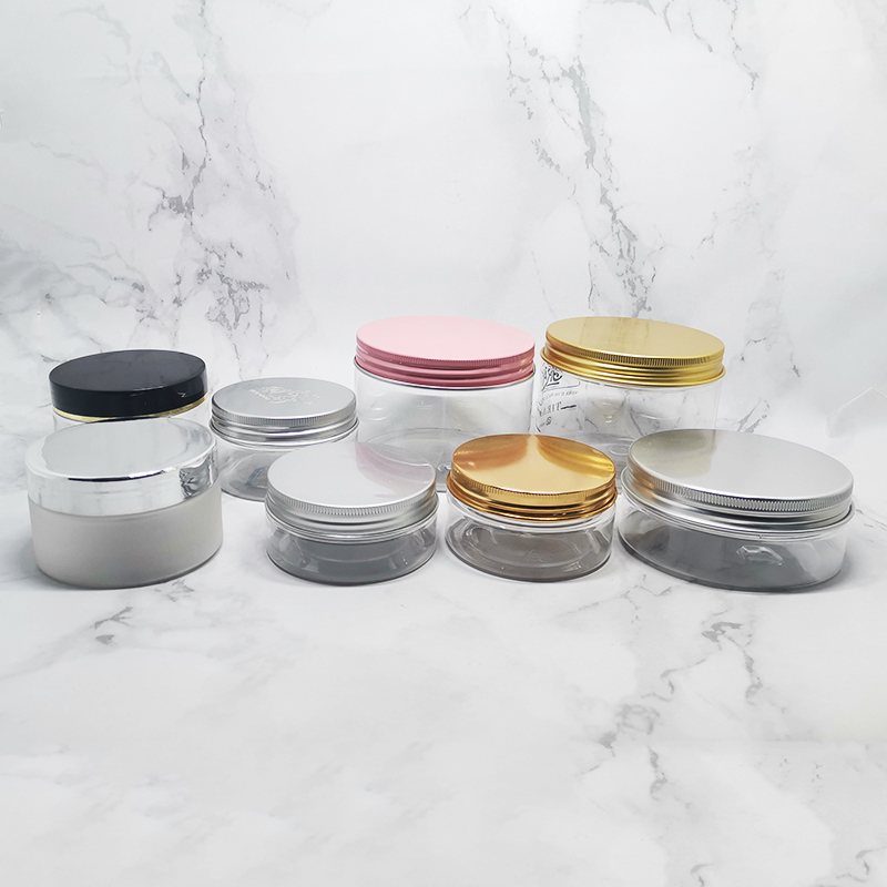 Empty transparent PET plastic cream jar cans containers for cosmetics 500g