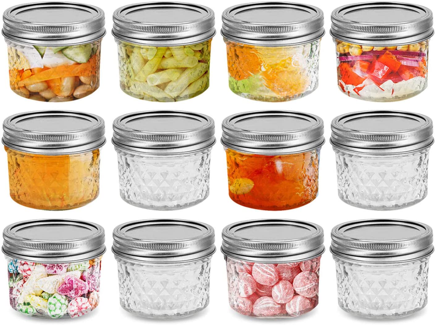 Empty transparent small capacity mini mason jars 4 oz for jelly jam canning or candle jar with lids