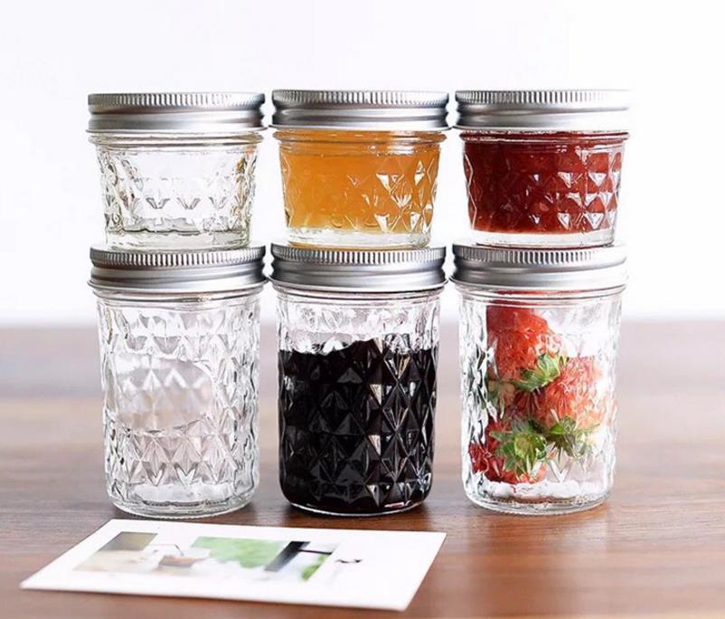 Empty transparent small capacity mini mason jars 4 oz for jelly jam canning or candle jar with lids