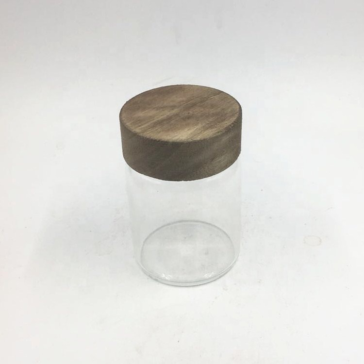 Empty unique 6oz 180ml 250g Borosilicate glass honey jar storage jar&bottles canning food bottles container with wood screw lid