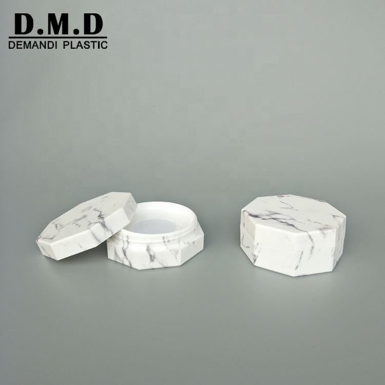 Empty unique luxury 10gram 10ml 20ml gram marble makeup powder jar with mesh lid