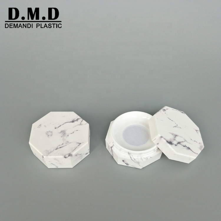 Empty unique luxury 10gram 10ml 20ml gram marble makeup powder jar with mesh lid