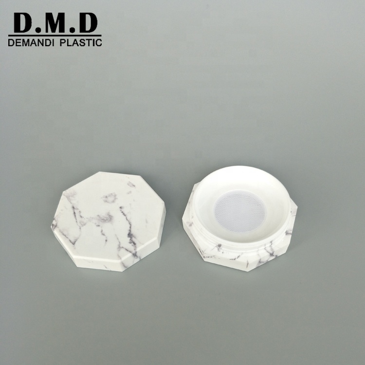 Empty unique luxury 10gram 10ml 20ml gram marble makeup powder jar with mesh lid