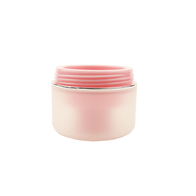Empty white black pink blue plastic double wall small face cream jar 1oz 2oz for cosmetic with screw lid