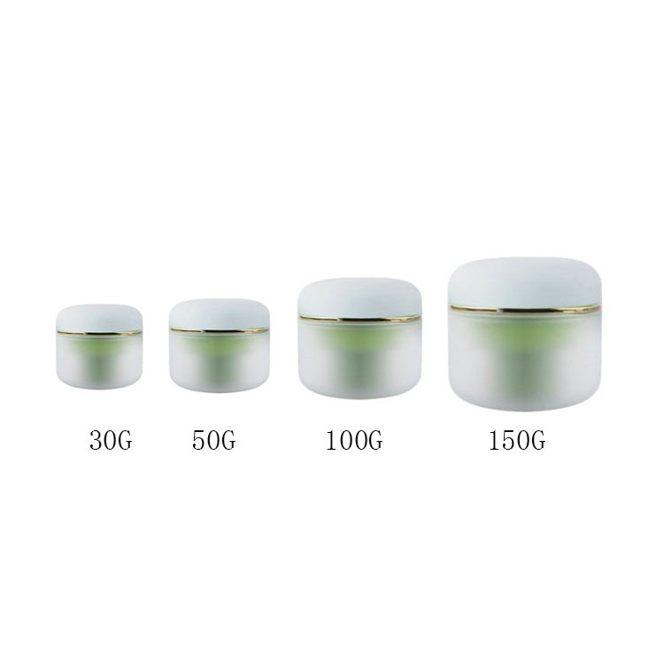 Empty white black pink blue plastic double wall small face cream jar 1oz 2oz for cosmetic with screw lid