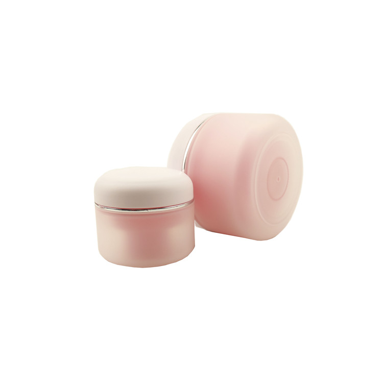 Empty white black pink blue plastic double wall small face cream jar 1oz 2oz for cosmetic with screw lid