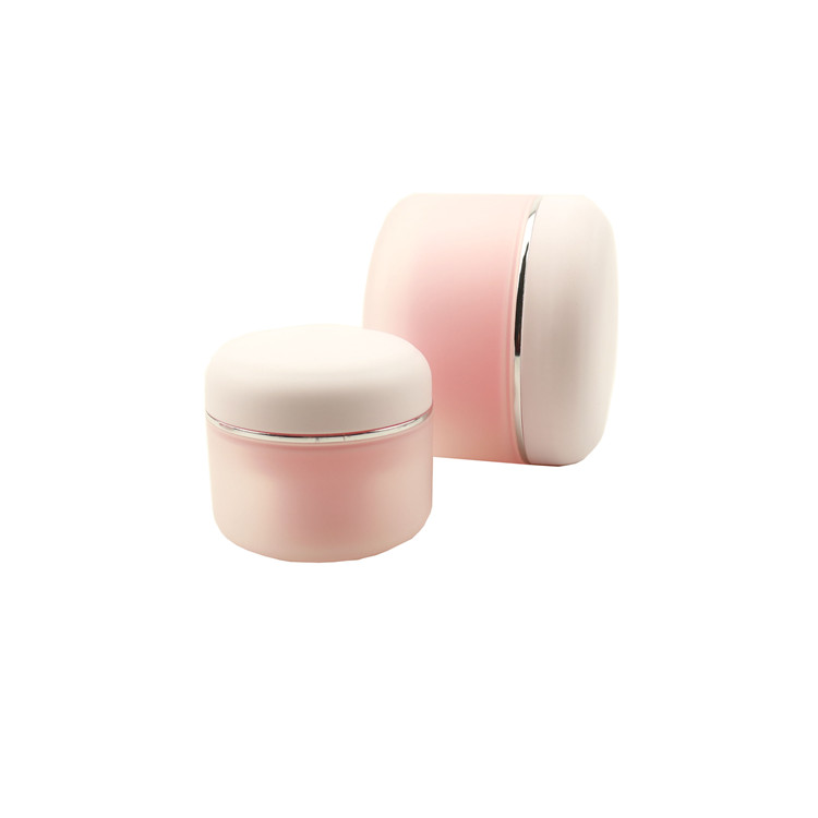 Empty white black pink blue plastic double wall small face cream jar 1oz 2oz for cosmetic with screw lid