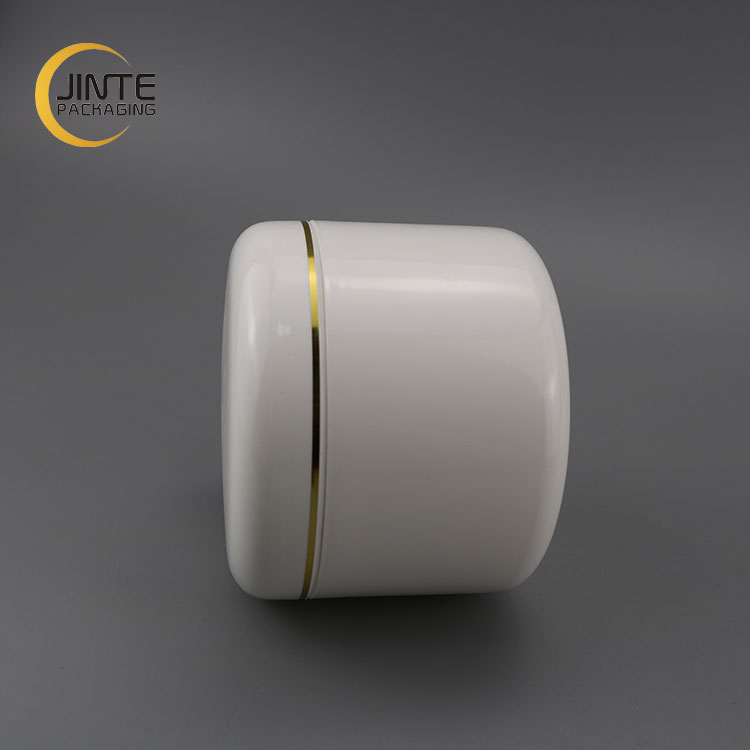 Empty white plastic double wall PP can with hot stamping line 500ml big size hair mask jar