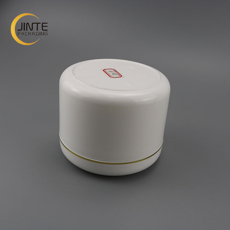Empty white plastic double wall PP can with hot stamping line 500ml big size hair mask jar