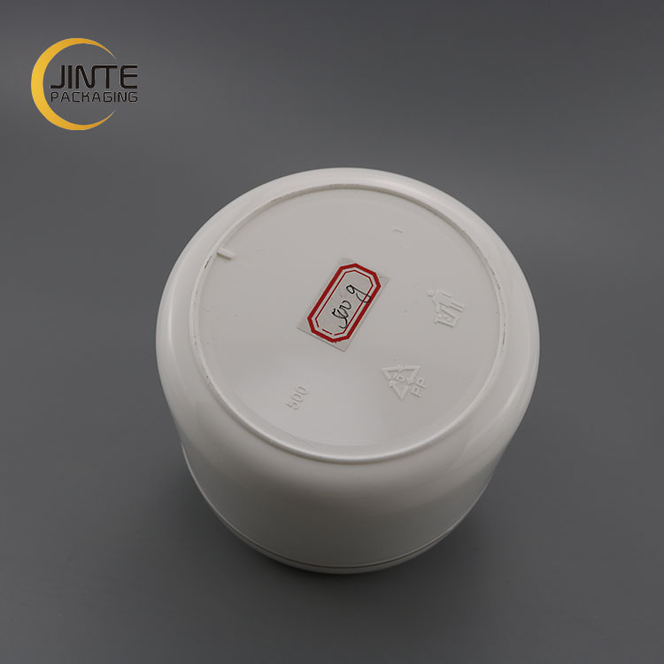 Empty white plastic double wall PP can with hot stamping line 500ml big size hair mask jar
