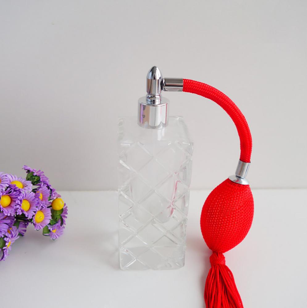 Empty wholesale 30ml glass perfume bottle with colourful airbag,perfume bottle crimping machine