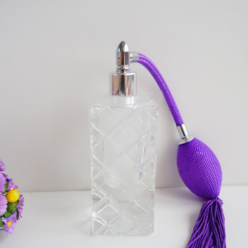 Empty wholesale 30ml glass perfume bottle with colourful airbag,perfume bottle crimping machine