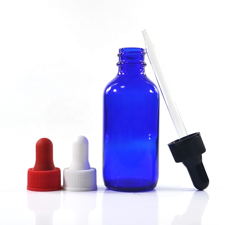 Empty wholesale product E-liquid container 1oz 2oz 4oz 30ml 60ml 120ml blue boston glass dropper bottle with rubber