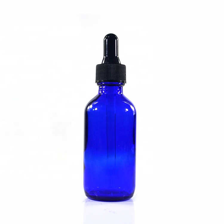 Empty wholesale product E-liquid container 1oz 2oz 4oz 30ml 60ml 120ml blue boston glass dropper bottle with rubber