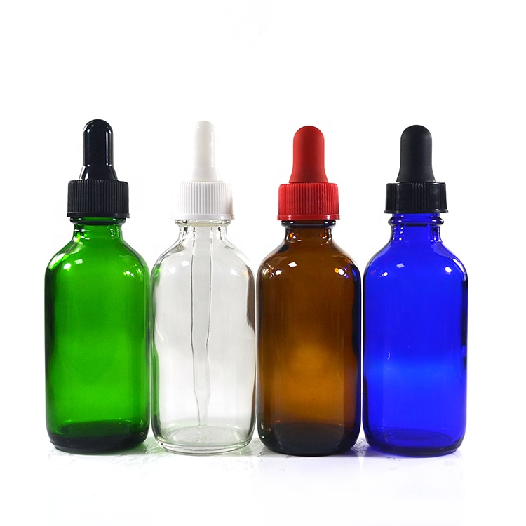 Empty wholesale product E-liquid container 1oz 2oz 4oz 30ml 60ml 120ml blue boston glass dropper bottle with rubber