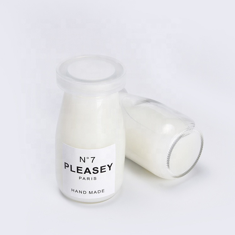 Empty wide mouth 100ml 200ml glass yogurt milk bottle pudding bottle with metal tin lid