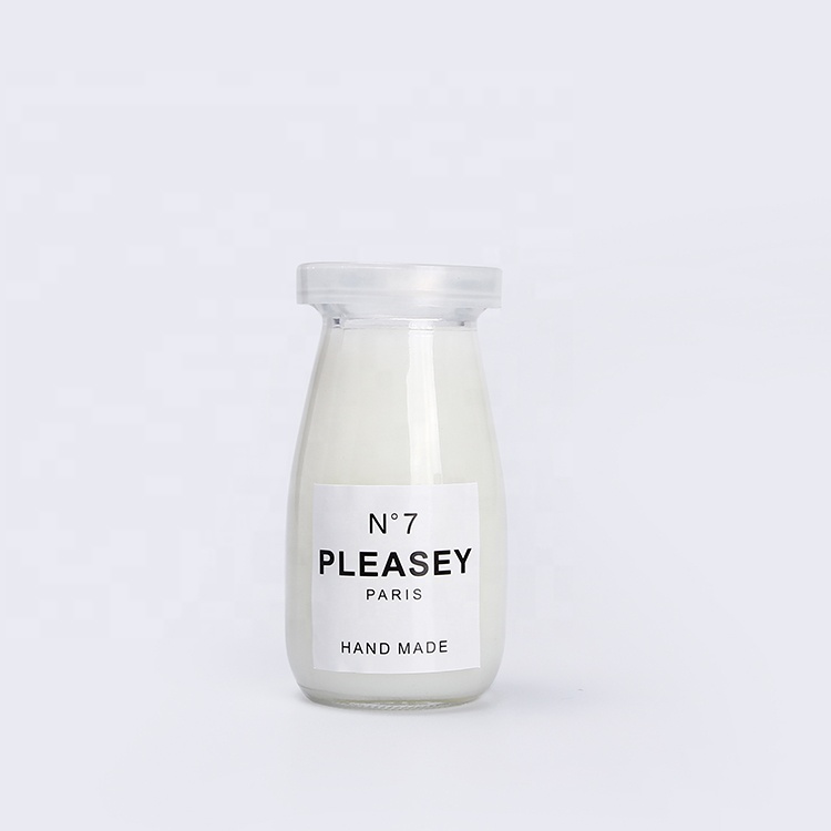 Empty wide mouth 100ml 200ml glass yogurt milk bottle pudding bottle with metal tin lid