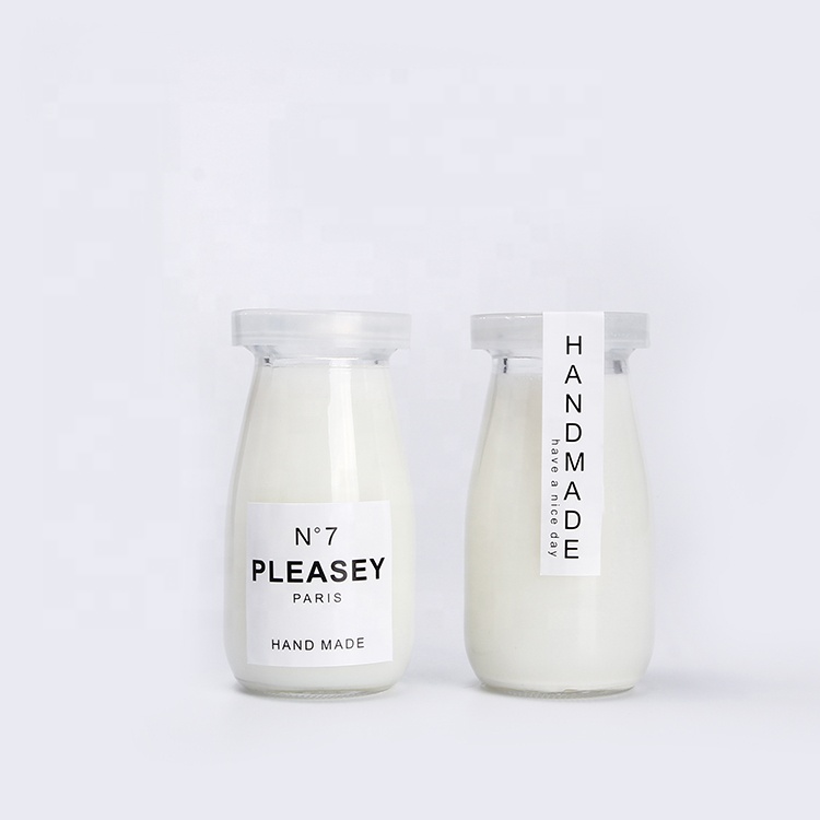 Empty wide mouth 100ml 200ml glass yogurt milk bottle pudding bottle with metal tin lid