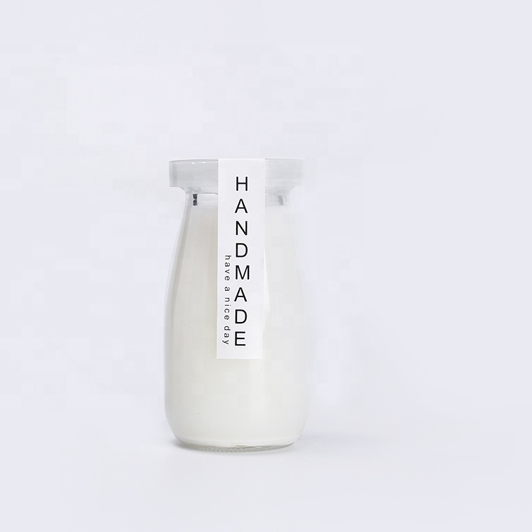 Empty wide mouth 100ml 200ml glass yogurt milk bottle pudding bottle with metal tin lid