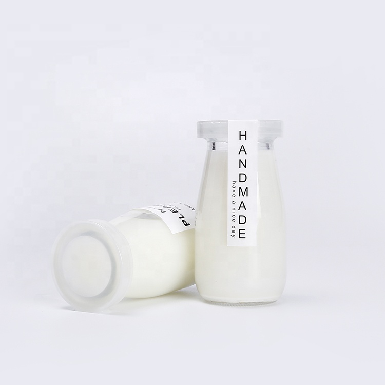 Empty wide mouth 100ml 200ml glass yogurt milk bottle pudding bottle with metal tin lid