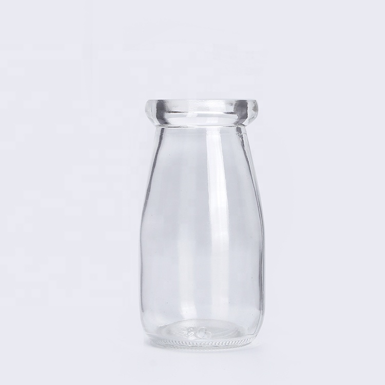 Empty wide mouth 100ml 200ml glass yogurt milk bottle pudding bottle with metal tin lid