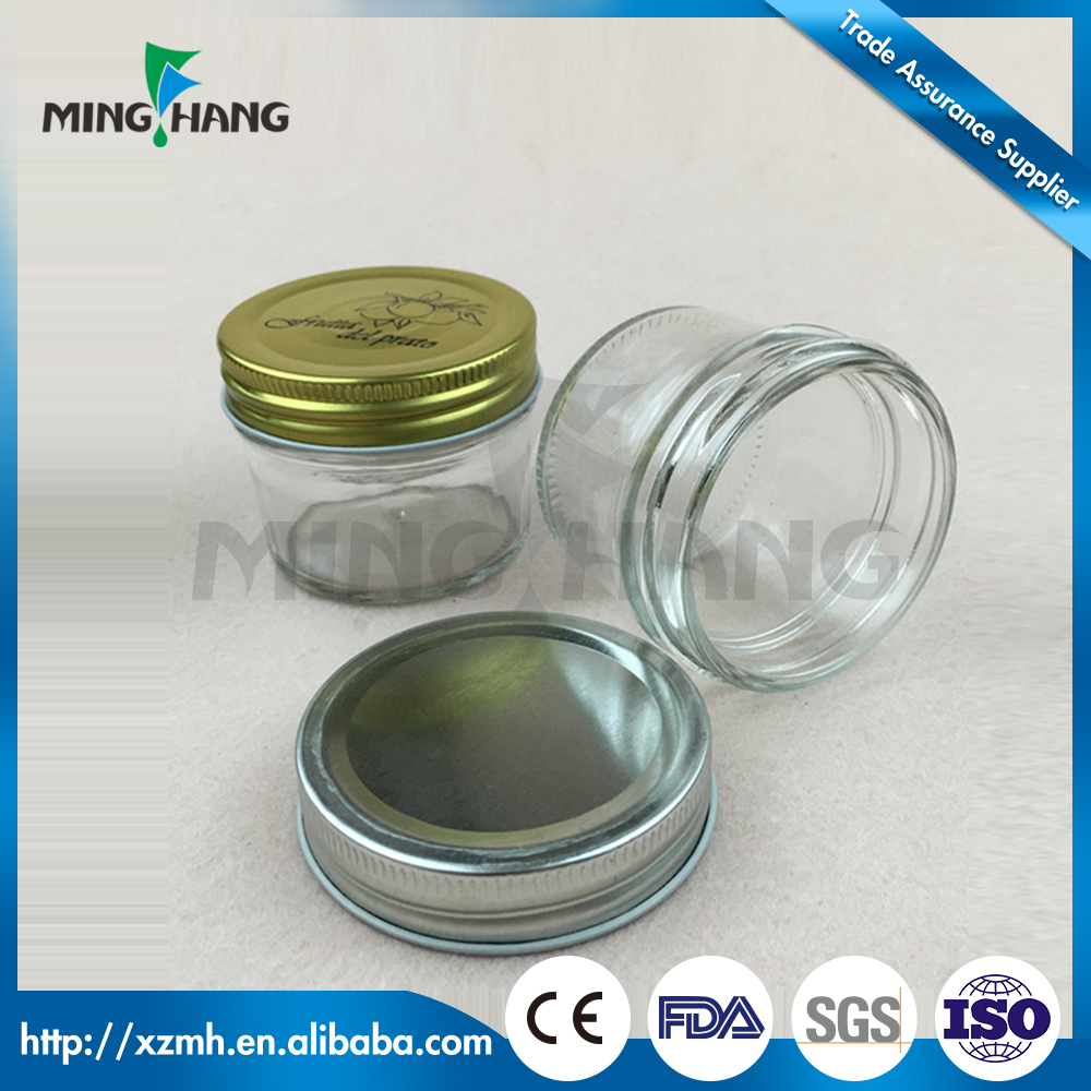 Empty wide mouth 200ml caviar glass bottles mason sealed glass jar