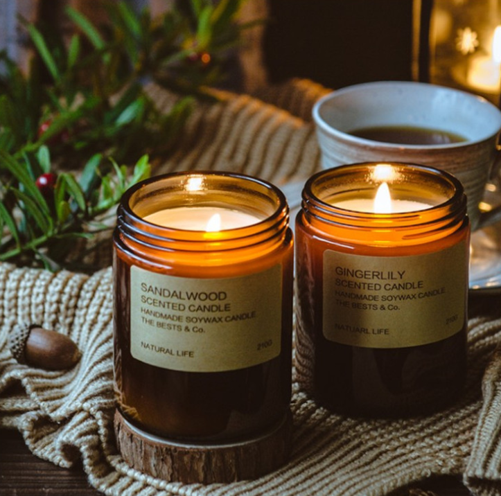 Empty wide mouth 4 oz amber glass jar for cream and candles