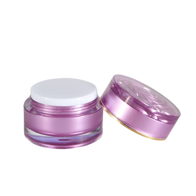 Empty10g Pearly white pink gold red cosmetic packaging acrylic cream jar with rose cap
