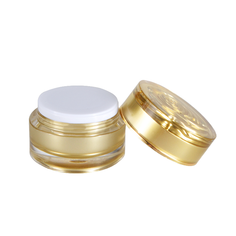 Empty10g Pearly white pink gold red cosmetic packaging acrylic cream jar with rose cap