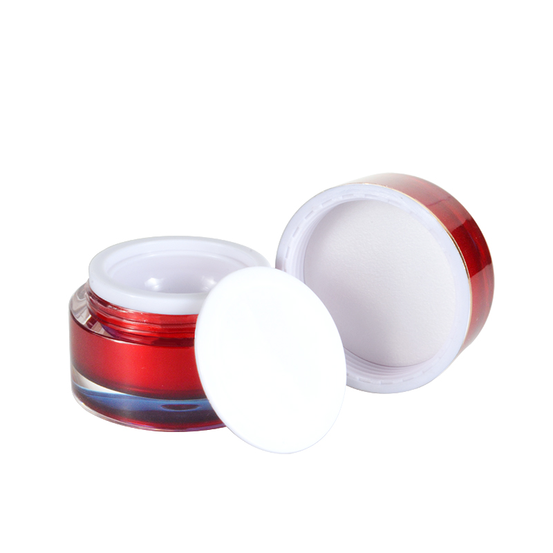 Empty10g Pearly white pink gold red cosmetic packaging acrylic cream jar with rose cap