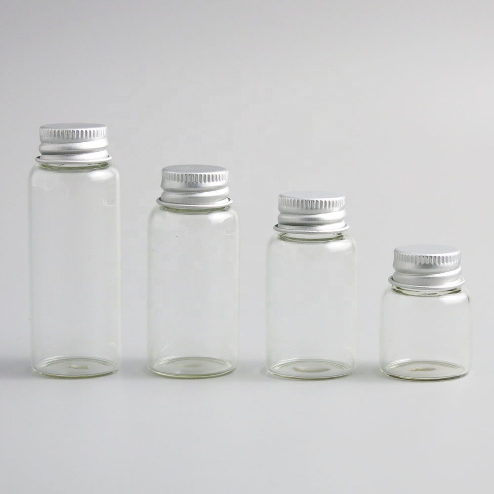 Empty8ml 15ml 20ml 30ml Clear Glass Bottle With Aluminum screw Cap Small Glass Small Vials For Essential Oil Use